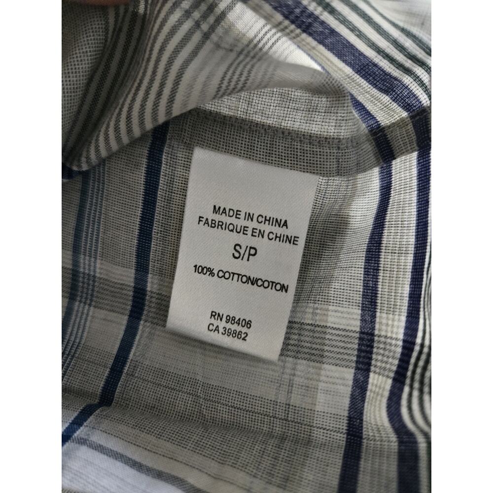 Theory Mens Gray Blue Plaid Flannel Button Down Shirt Size Small Office Business - Picture 6 of 6
